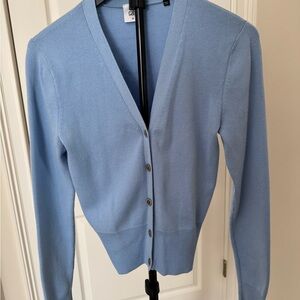 CAbi Soft Blue Button-Up Cardigan